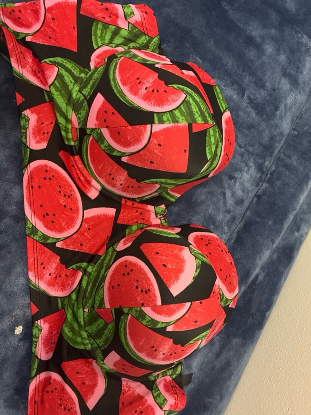 Woman Watermelon Print One-Piece Swimsuit - Red & Green